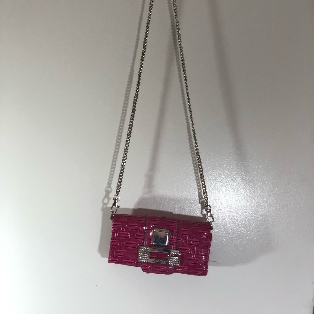 Pink and silver guess purse